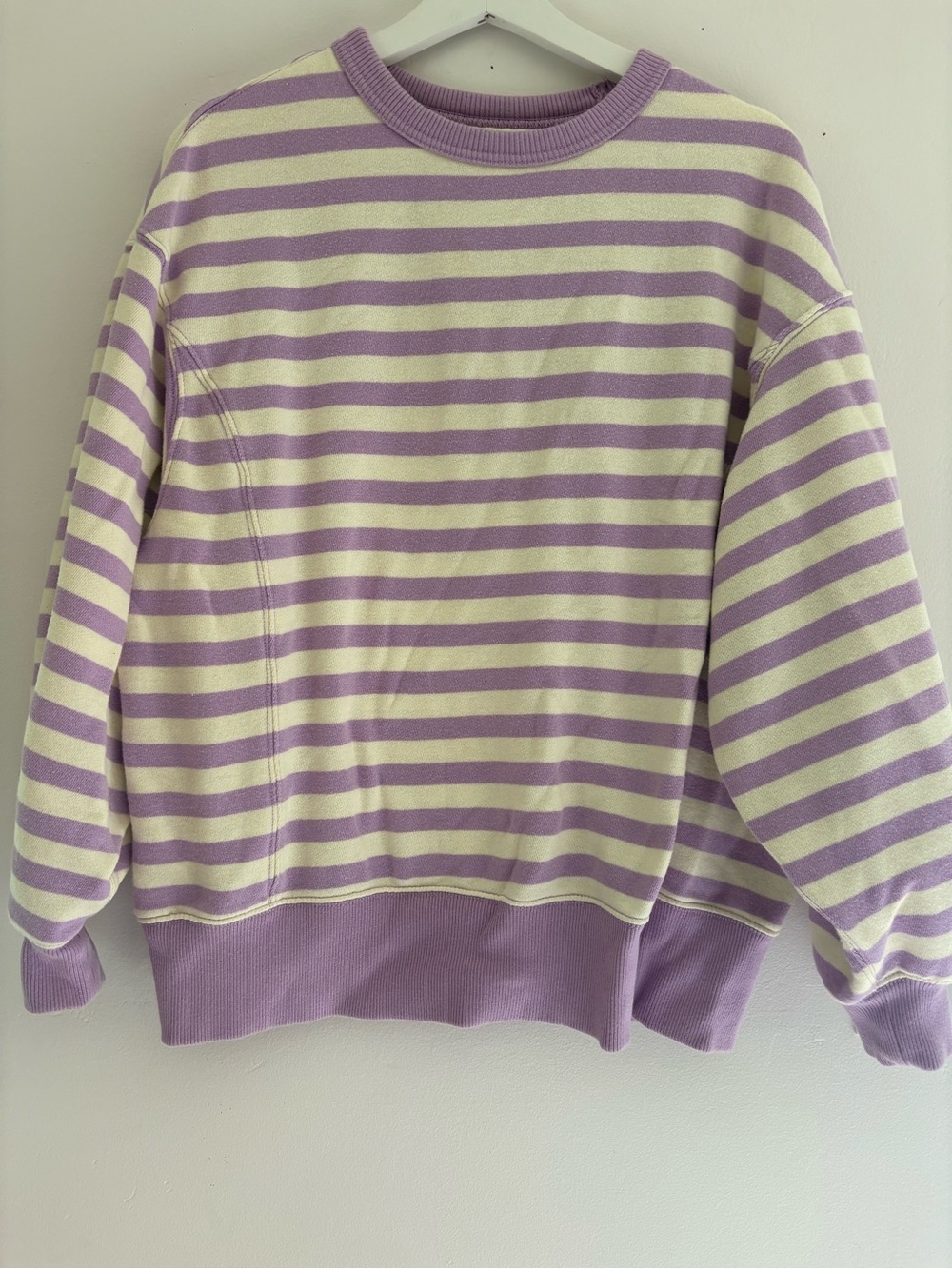 aerie purple and Cream Striped Crewneck Sweater